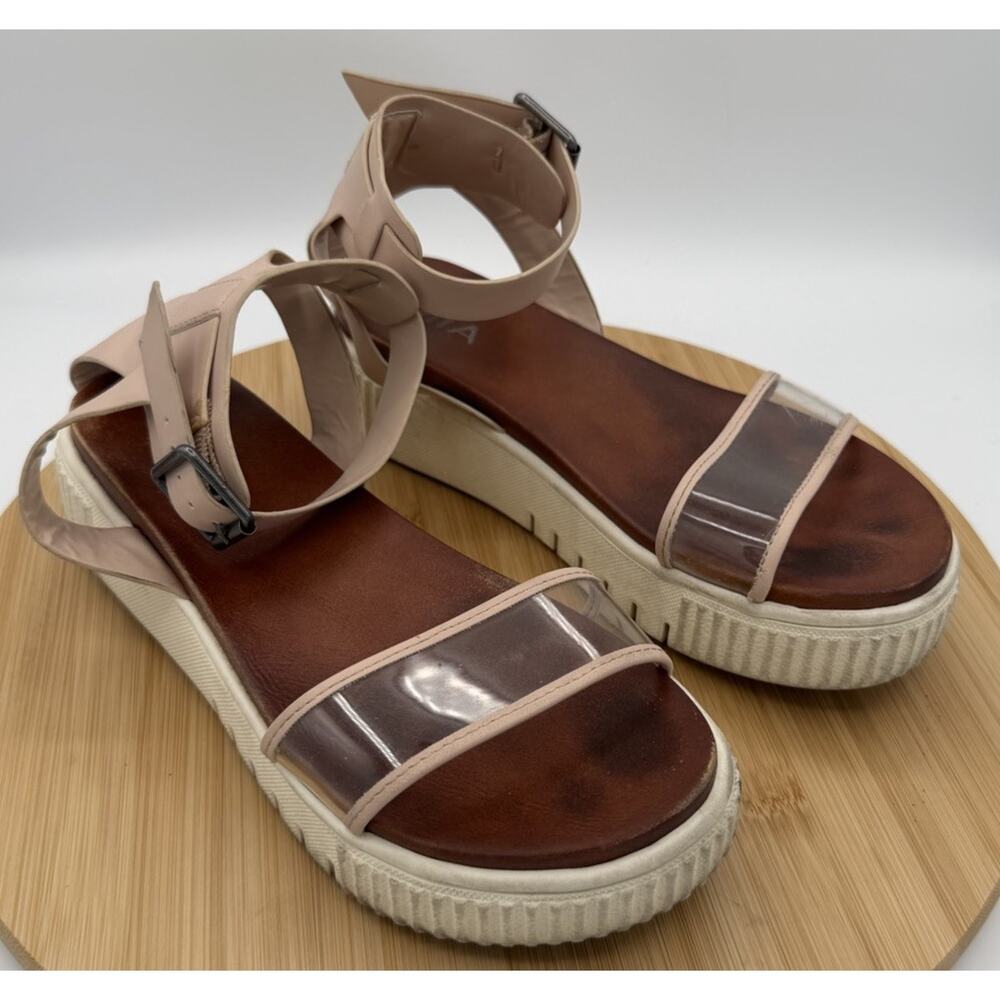 MIA Sandals Womens 7 Ankle Strap Open Toe Platform Pink Faux Leather